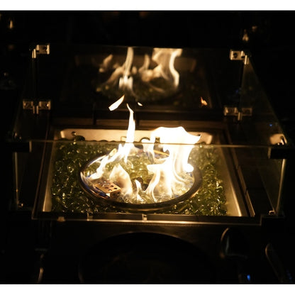 Divano da conversazione in vimini da giardino a 5 pezzi con tavolo per braciere e contenitore