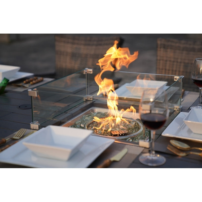 Divano da conversazione in vimini da giardino a 5 pezzi con tavolo per braciere e contenitore