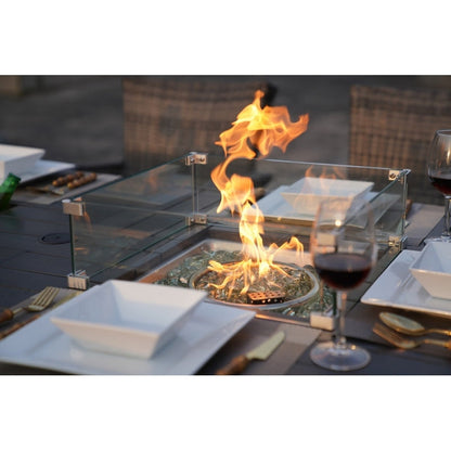 Divano da conversazione in vimini da giardino a 5 pezzi con tavolo per braciere e contenitore