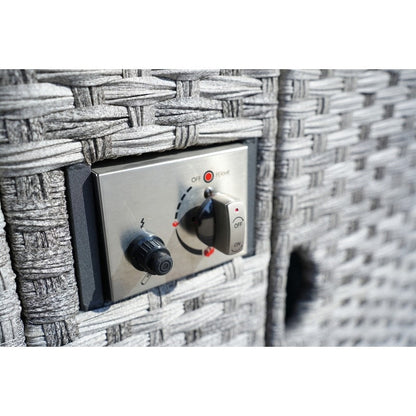 Set di divani da giardino in vimini da 5 pezzi con tavolo con braciere e copertura antipioggia