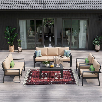 Set da conversazione componibile da 5 pezzi con tavolino da caffè