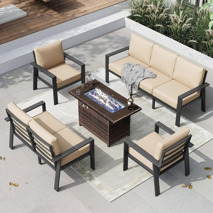 Set di mobili da giardino in alluminio da 5 pezzi con tavolo da fuoco da 40 cm