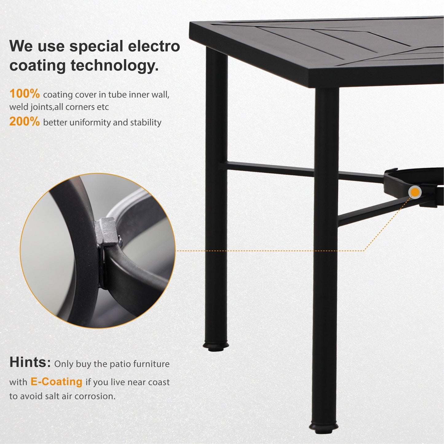 Set da pranzo per esterni da 5 pezzi, 4 sedie girevoli imbottite in schiuma ad asciugatura rapida e 44 tavoli rotondi in metallo effetto legno