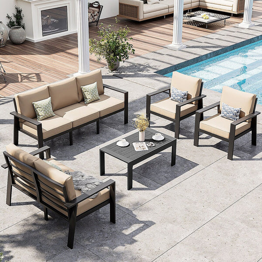 Set di mobili da giardino da 5 pezzi, set di mobili da esterno in alluminio con copertura impermeabile