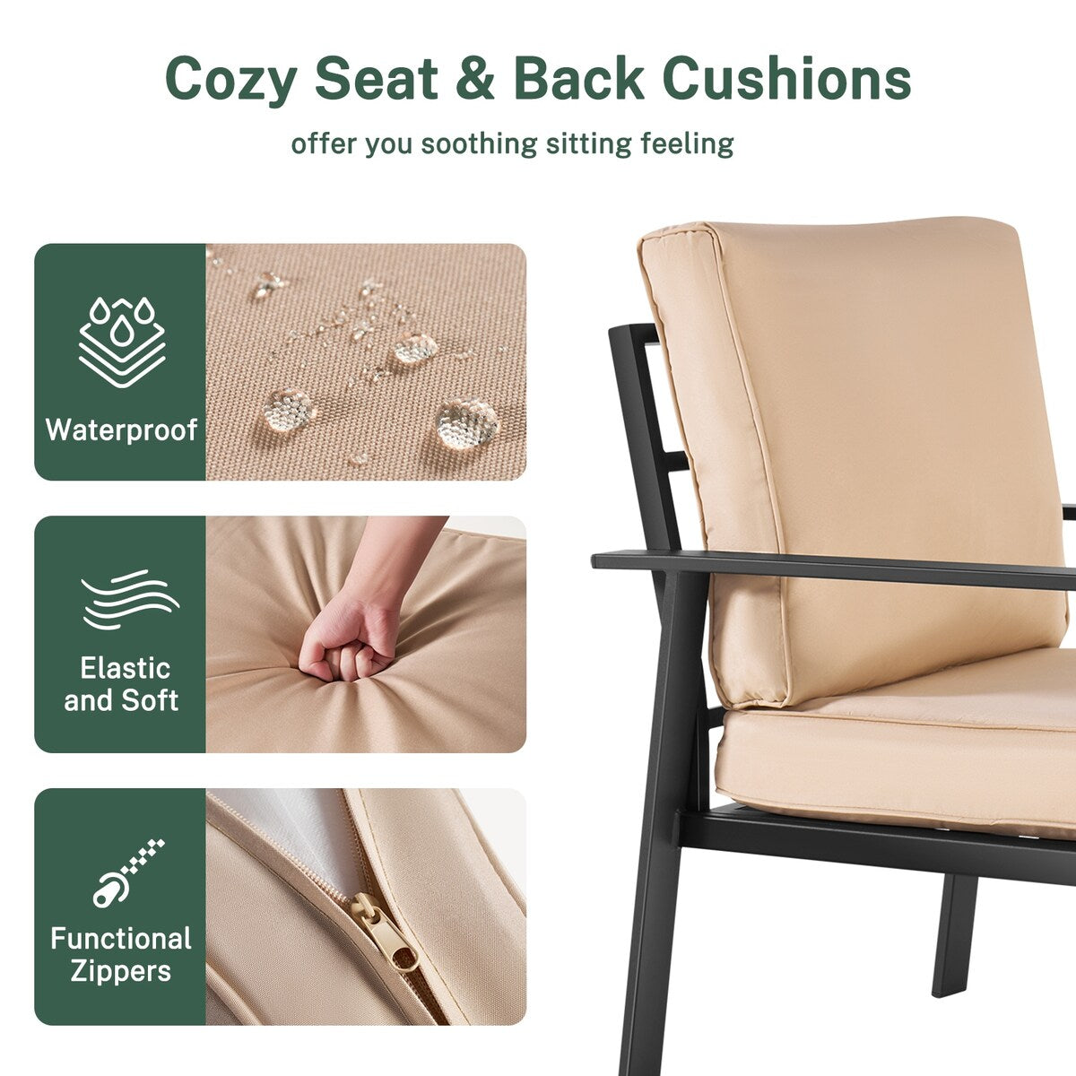 Set di mobili da giardino da 5 pezzi, set di mobili da esterno in alluminio con copertura impermeabile