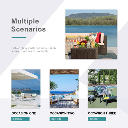 Homall 5 pezzi set di mobili da giardino in vimini divano componibile per esterni in rattan