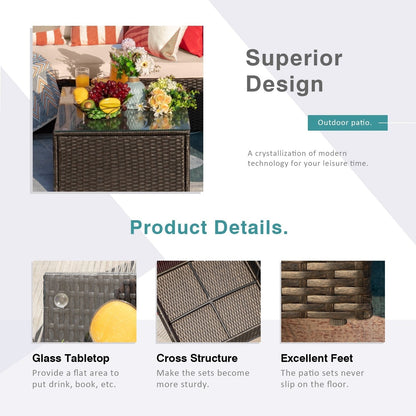 Homall 5 pezzi set di mobili da giardino in vimini divano componibile per esterni in rattan