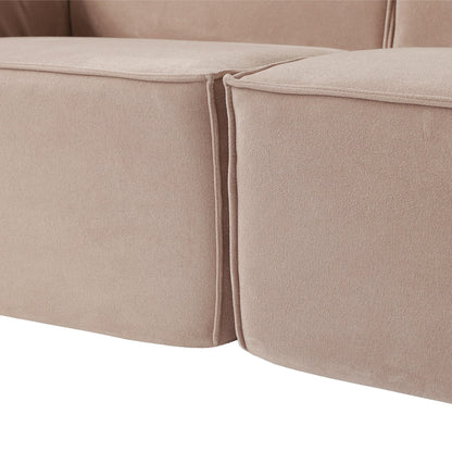 Divano componibile modulare a L a 5 posti in velluto a coste con cuscini multipli