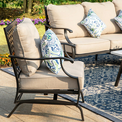 MAISON ARTS Set da conversazione per patio da 5/7/9 posti, set di divani con 2 poltrone singole, divano a 3 posti, pouf e tavolino da caffè