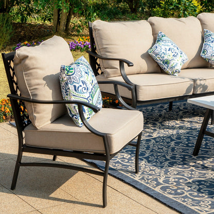 MAISON ARTS Set da conversazione per patio da 5/7/9 posti, set di divani con 2 poltrone singole, divano a 3 posti, pouf e tavolino da caffè