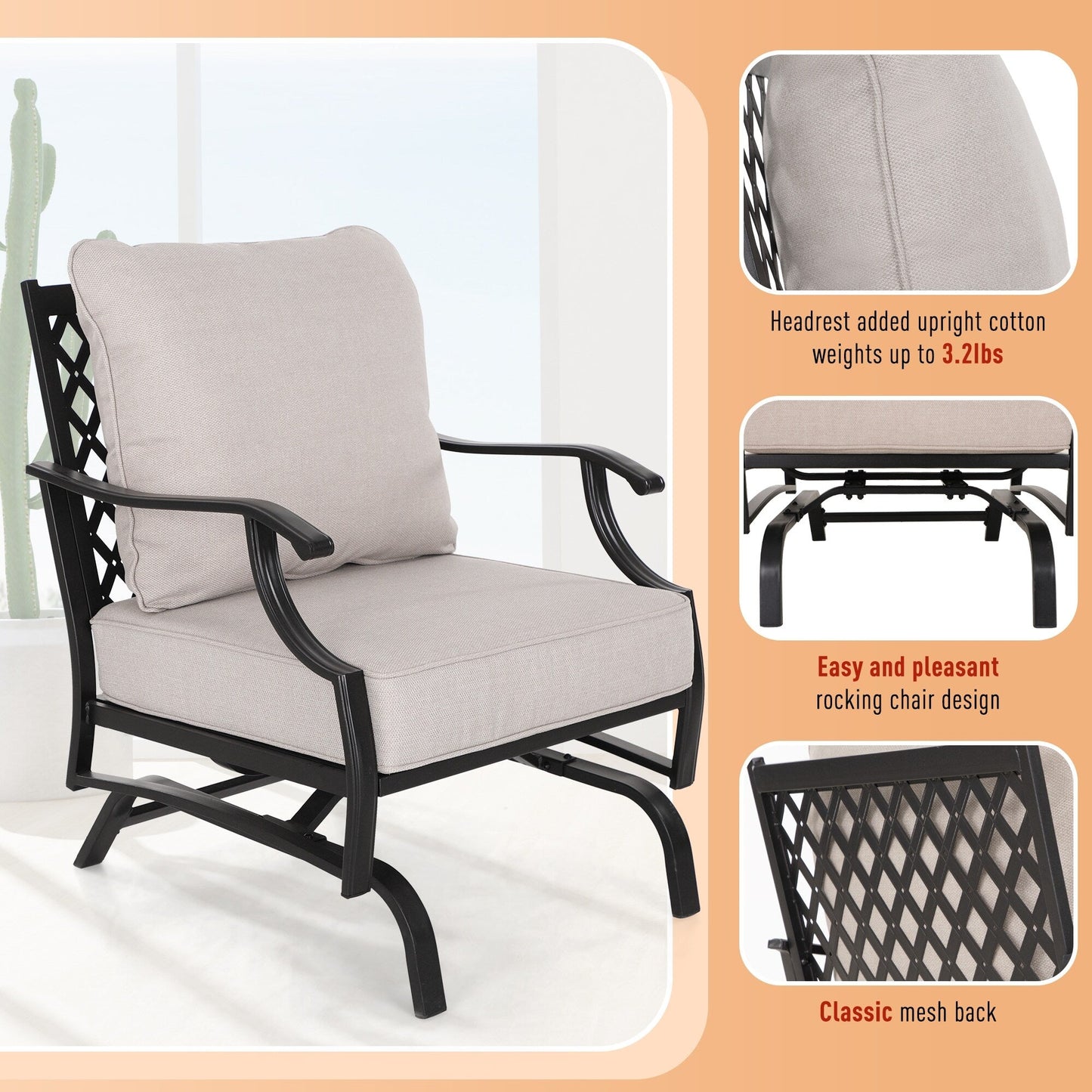 MAISON ARTS Set da conversazione per patio da 5/7/9 posti, set di divani con 2 poltrone singole, divano a 3 posti, pouf e tavolino da caffè