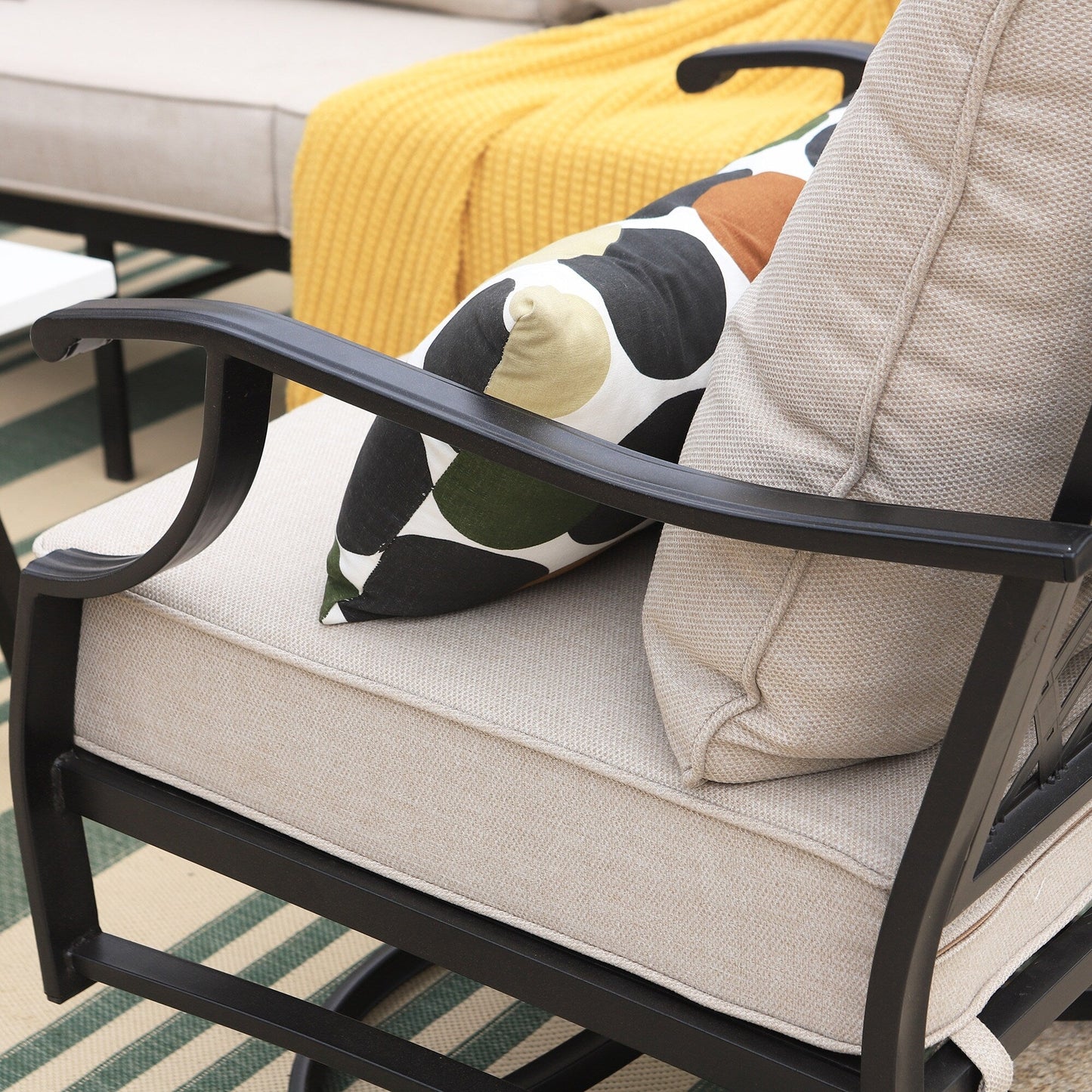 MAISON ARTS Set da conversazione per patio da 5/7/9 posti, set di divani con 2 poltrone singole, divano a 3 posti, pouf e tavolino da caffè