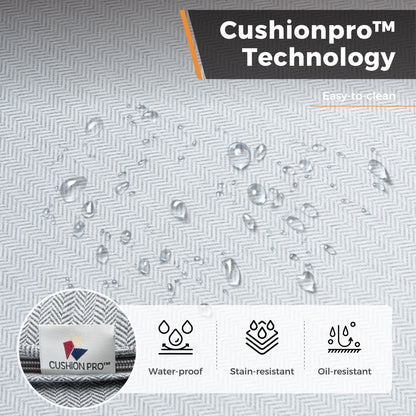 MAISON ARTS Set di mobili da giardino a 5 posti, 2 sedie imbottite in metallo, 1 divano a 3 posti con tavolino da caffè marmorizzato