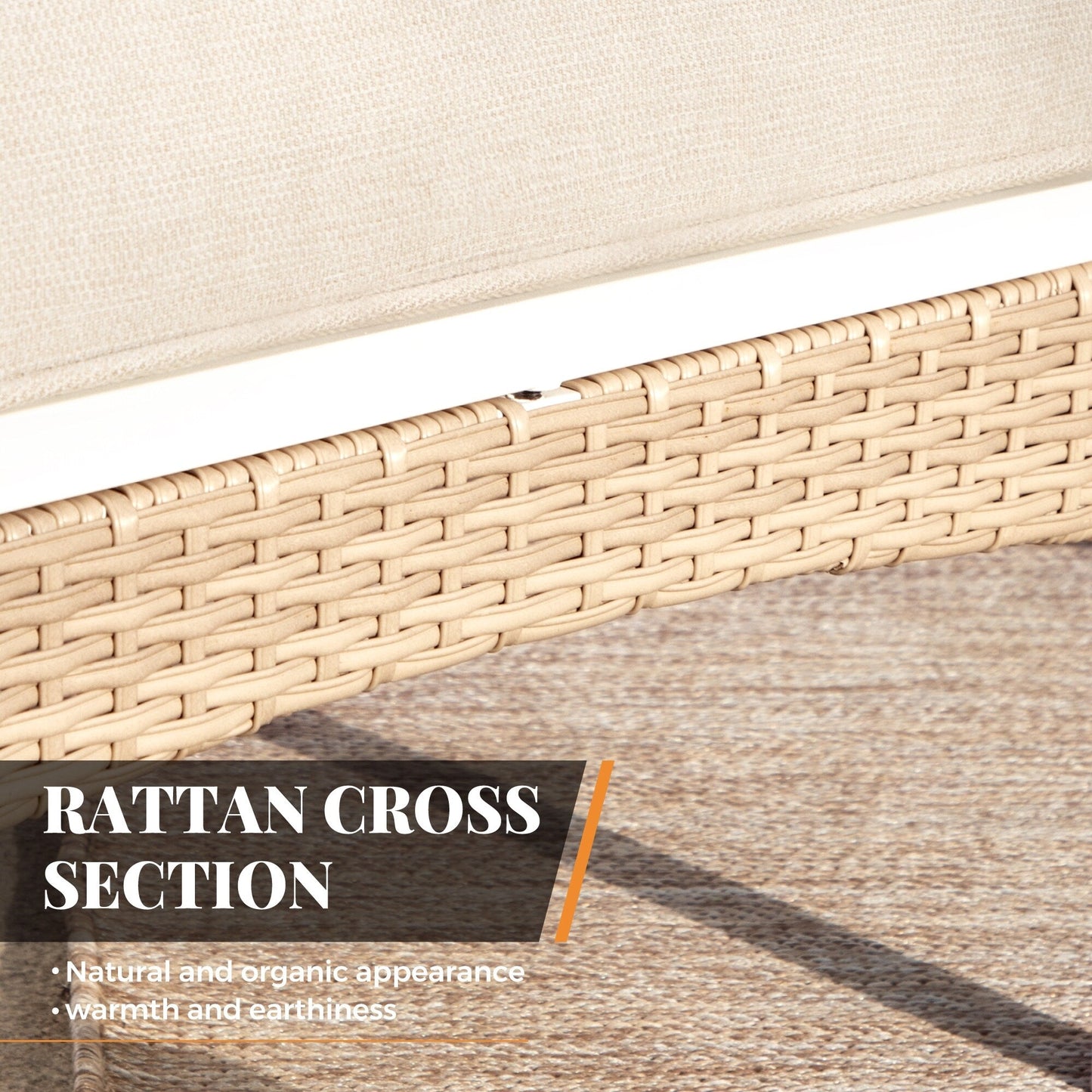 MAISON ARTS Set di mobili da giardino a 5 posti, 2 sedie imbottite in metallo, 1 divano a 3 posti con tavolino da caffè marmorizzato