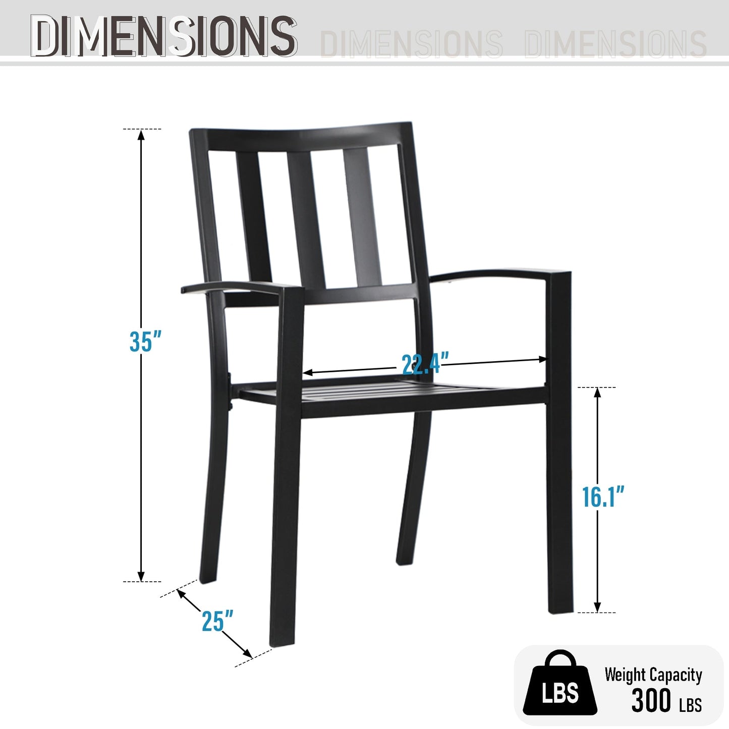 MAISON ARTS Tavolo da pranzo quadrato da 37 pollici e poltrone per interni/esterni in metallo con rivestimento E-coat, 5 pezzi - N/D