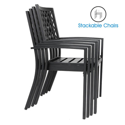 MAISON ARTS Tavolo da pranzo quadrato da 37 pollici e poltrone per interni/esterni in metallo con rivestimento E-coat, 5 pezzi - N/D