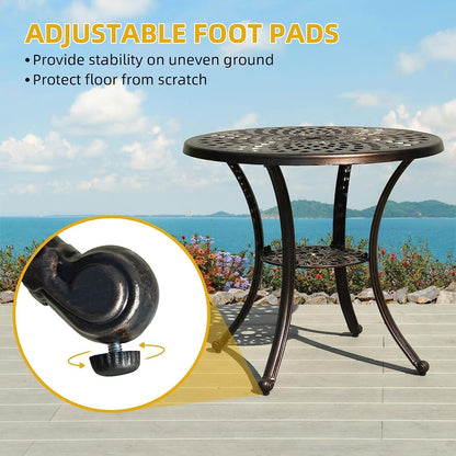 Set da pranzo da giardino in alluminio pressofuso da 5 pezzi con foro per ombrellone