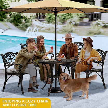 Set da pranzo da giardino in alluminio pressofuso da 5 pezzi con foro per ombrellone