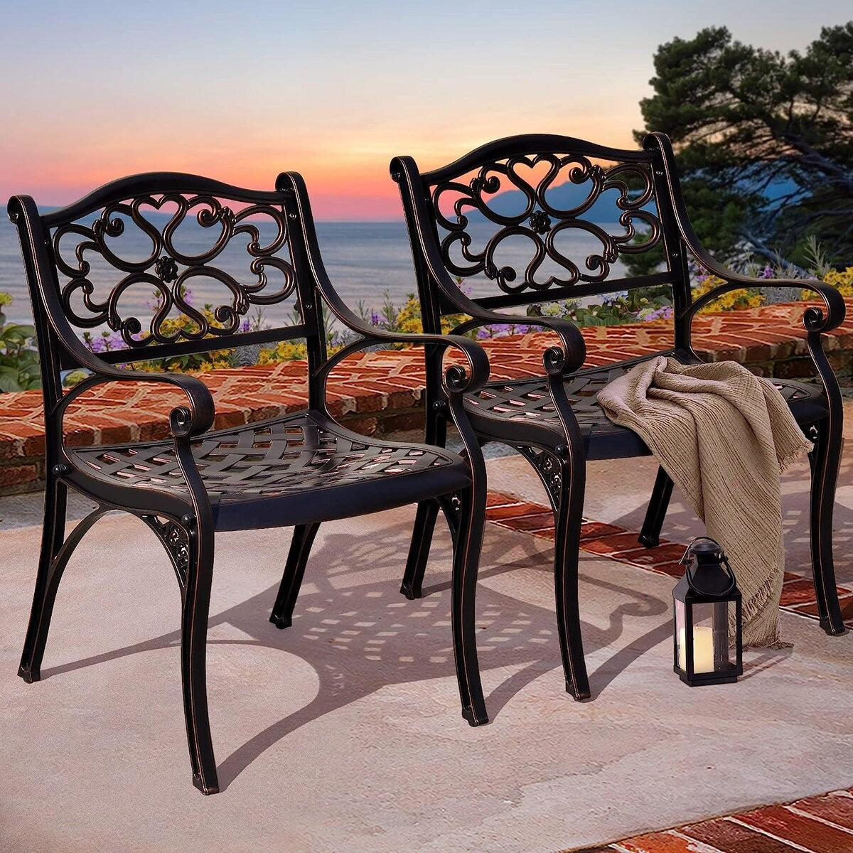 Set da pranzo da giardino in alluminio pressofuso da 5 pezzi con foro per ombrellone