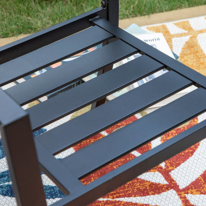 Set da pranzo per patio con rivestimento E da 5 pezzi e sedie impilabili