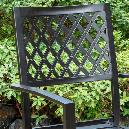 Set da pranzo per patio con rivestimento E da 5 pezzi e sedie impilabili