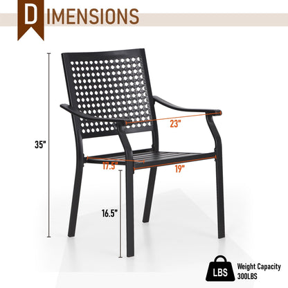 Set da pranzo per patio con rivestimento E da 5 pezzi e sedie impilabili