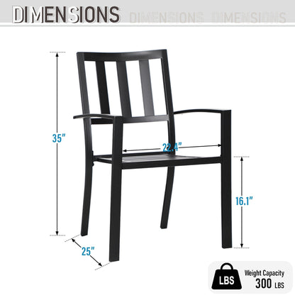 Set da pranzo per patio con rivestimento E da 5 pezzi e sedie impilabili