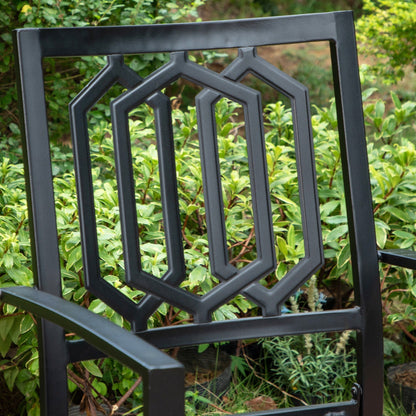 Set da pranzo per patio con rivestimento E da 5 pezzi e sedie impilabili