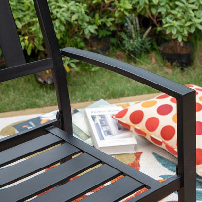 Set da pranzo per patio con rivestimento E da 5 pezzi e sedie impilabili