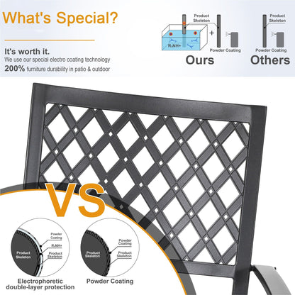 Set da pranzo per patio con rivestimento E da 5 pezzi e sedie impilabili