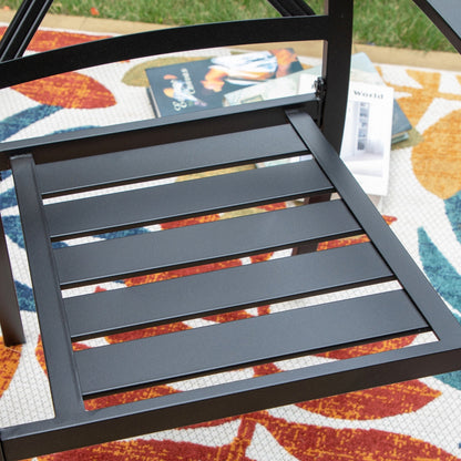 Set da pranzo per patio con rivestimento E da 5 pezzi e sedie impilabili