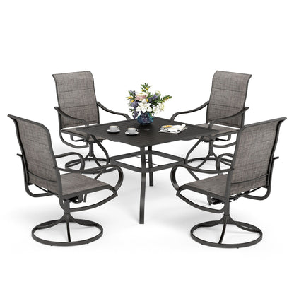 MAISON ARTS Set da pranzo da giardino da 5 pezzi con sedie girevoli in tessuto