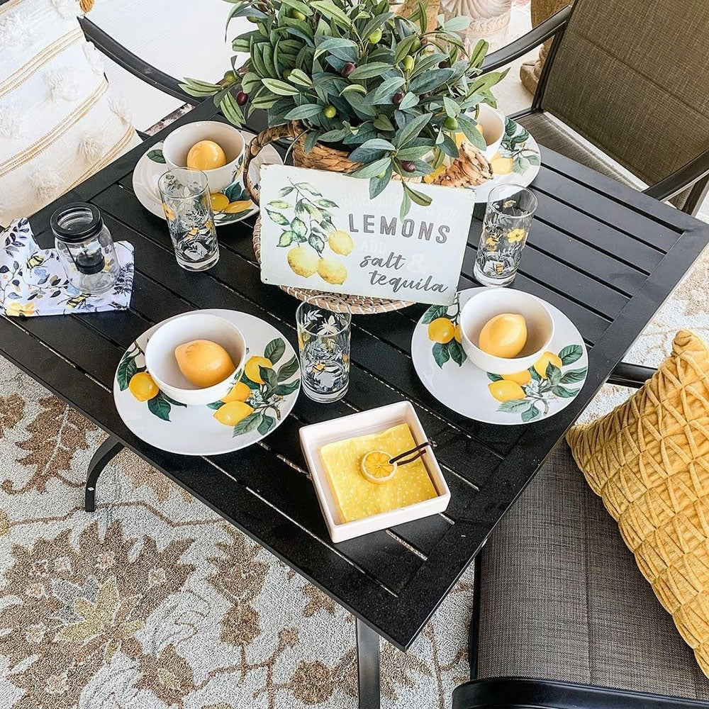 MAISON ARTS Set da pranzo da giardino da 5 pezzi con sedie girevoli in tessuto