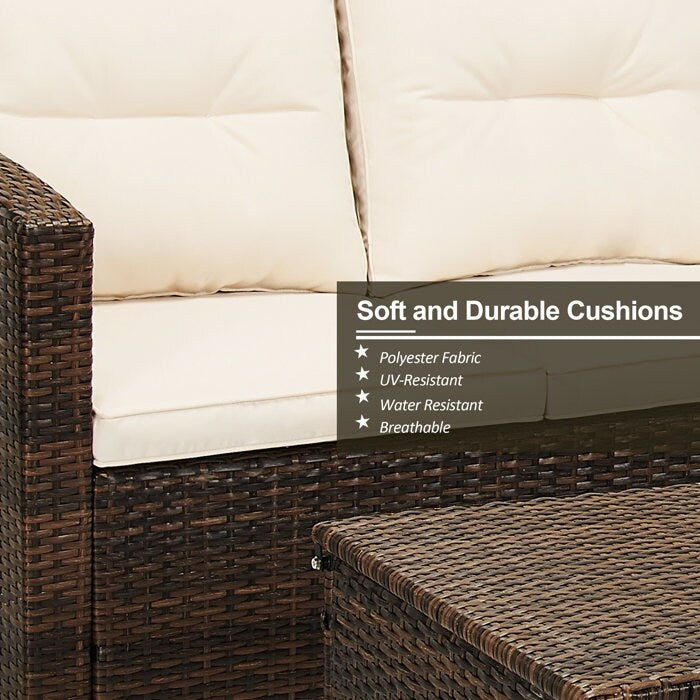 Set di mobili da conversazione in vimini da 5 pezzi per patio