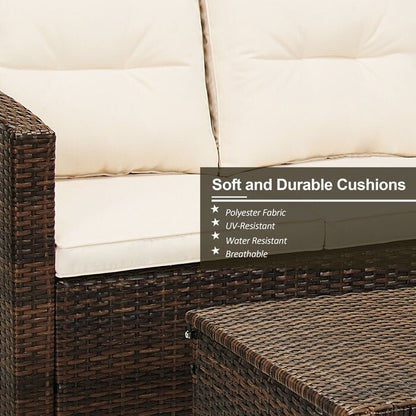 Set di mobili da conversazione in vimini da 5 pezzi per patio