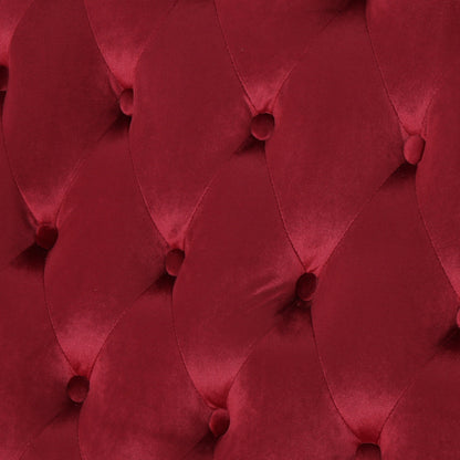 Divano a due posti con schienale alto, capitonné, in velluto con bottoni e gambe in legno, per soggiorno, 50,25