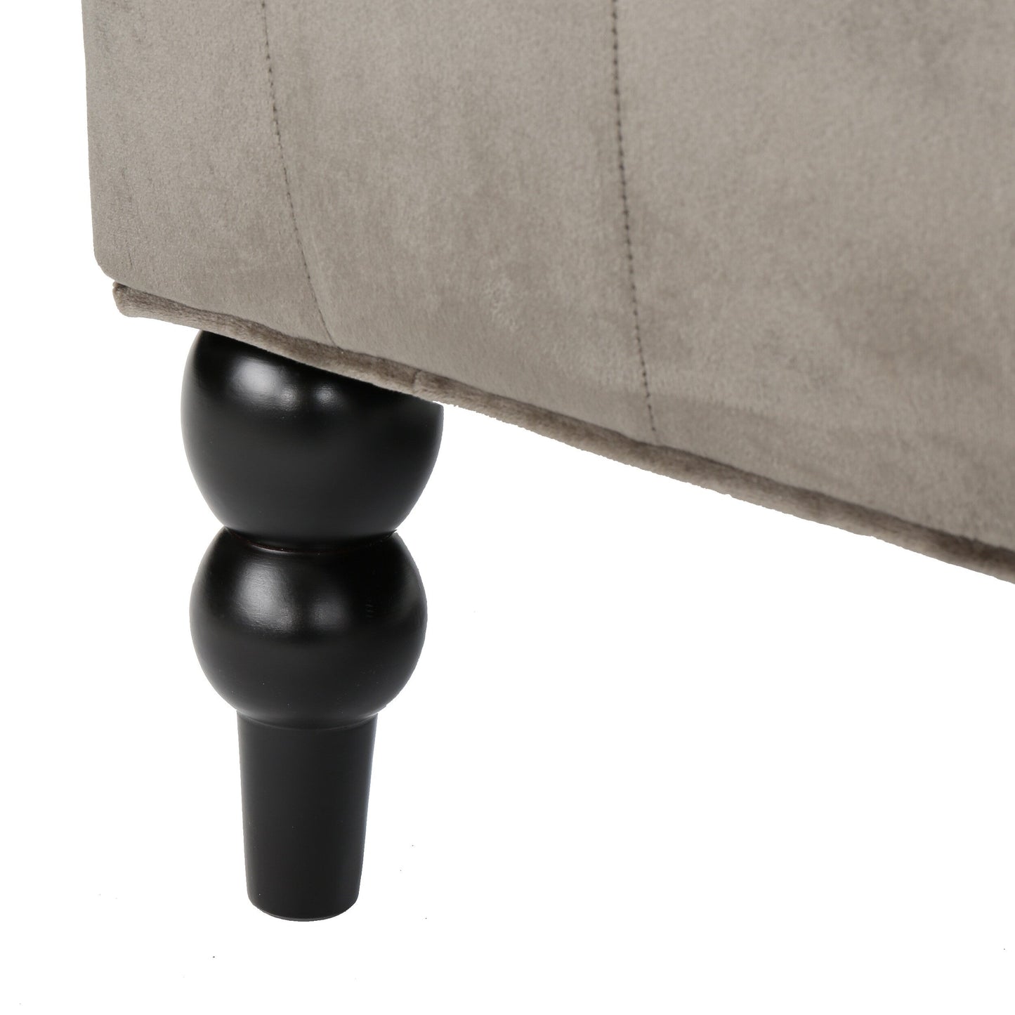 Divano a due posti con schienale alto, capitonné, in velluto con bottoni e gambe in legno, per soggiorno, 50,25