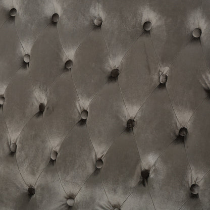 Divano a due posti con schienale alto, capitonné, in velluto con bottoni e gambe in legno, per soggiorno, 50,25