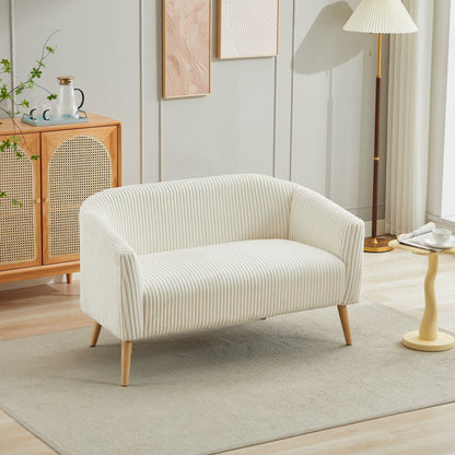 Divano moderno a due posti da 50,78 pollici, divano a due posti rivestito in tessuto di velluto a coste, divano a due posti con gambe in legno naturale