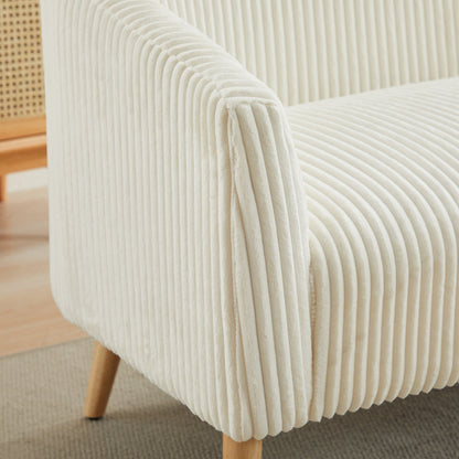 Divano moderno a due posti da 50,78 pollici, divano a due posti rivestito in tessuto di velluto a coste, divano a due posti con gambe in legno naturale