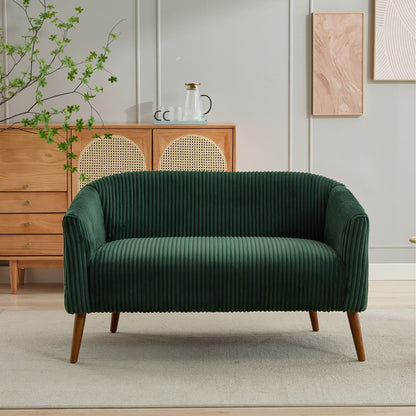 Divano moderno a due posti da 50,78 pollici, divano a due posti rivestito in tessuto di velluto a coste, divano a due posti con gambe in legno di noce