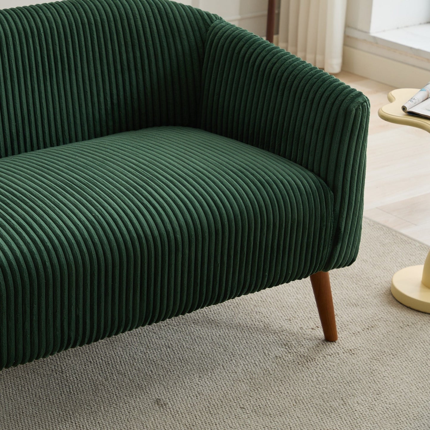 Divano moderno a due posti da 50,78 pollici, divano a due posti rivestito in tessuto di velluto a coste, divano a due posti con gambe in legno di noce