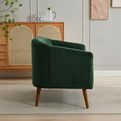 Divano moderno a due posti da 50,78 pollici, divano a due posti rivestito in tessuto di velluto a coste, divano a due posti con gambe in legno di noce