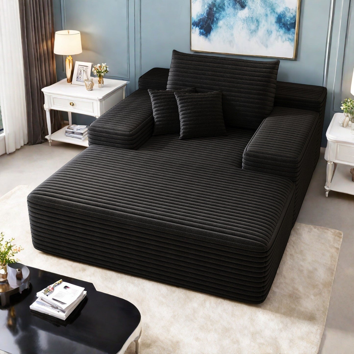 Divano a 2 posti in velluto a coste 51.2 - Seduta profonda a forma di nuvola, capacità di carico di 600 libbre, nessun montaggio richiesto, con cuscini ergonomici