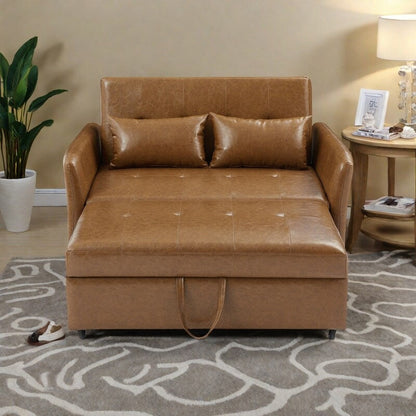 Divano letto trasformabile in PU da 51,57 pollici con 3 porte USB, capacità di carico di 400 libbre e meccanismo letto estraibile