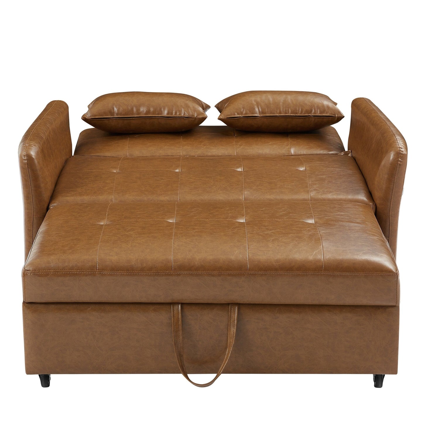 Divano letto trasformabile in PU da 51,57 pollici con 3 porte USB, capacità di carico di 400 libbre e meccanismo letto estraibile