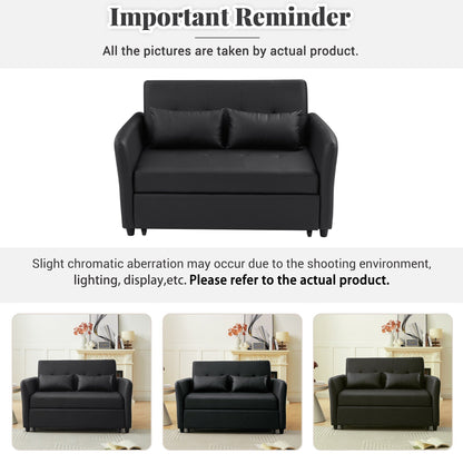 Divano letto trasformabile in PU da 51,57 pollici con 3 porte USB, capacità di carico di 400 libbre e meccanismo letto estraibile