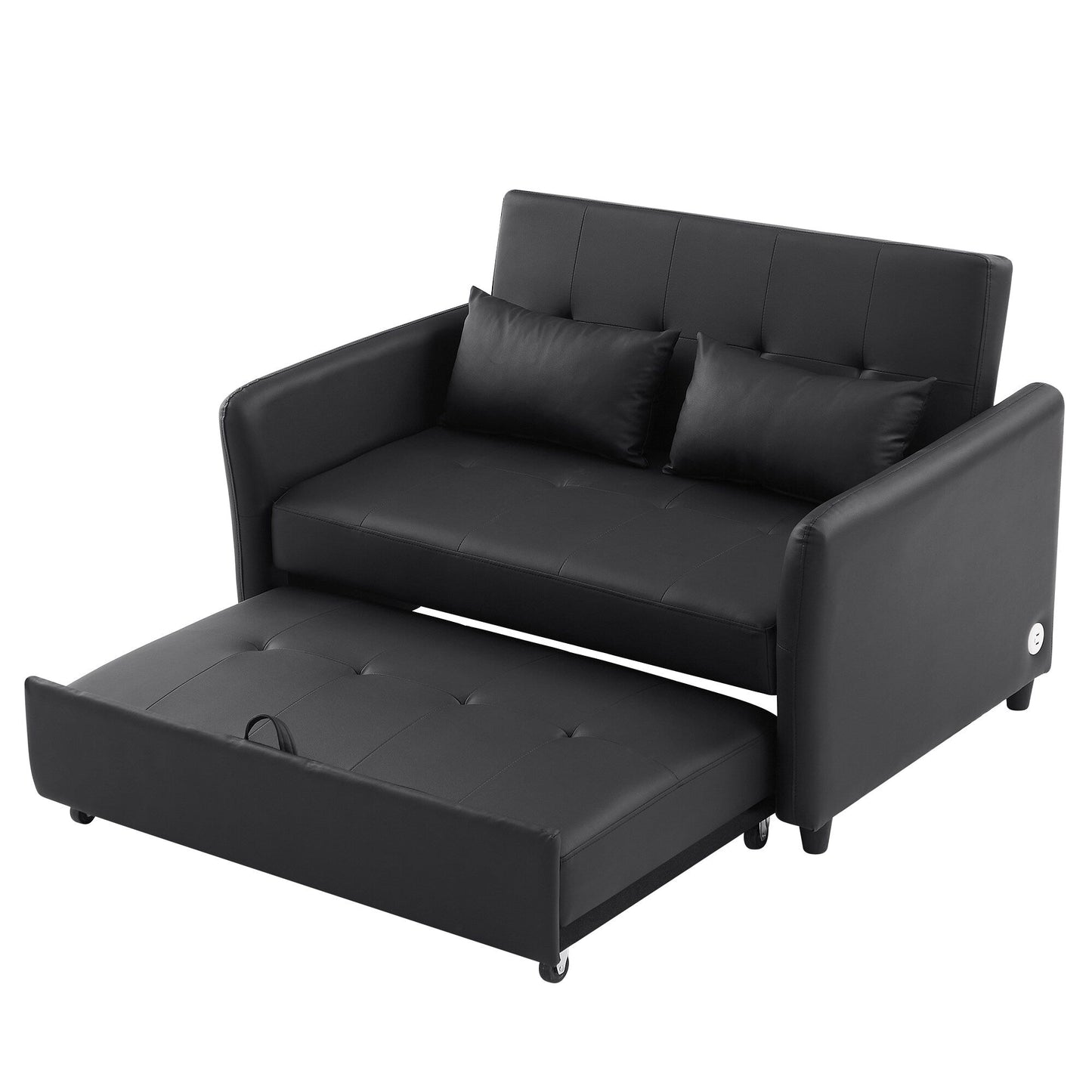 Divano letto trasformabile in PU da 51,57 pollici con 3 porte USB, capacità di carico di 400 libbre e meccanismo letto estraibile