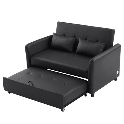 Divano letto trasformabile in PU da 51,57 pollici con 3 porte USB, capacità di carico di 400 libbre e meccanismo letto estraibile