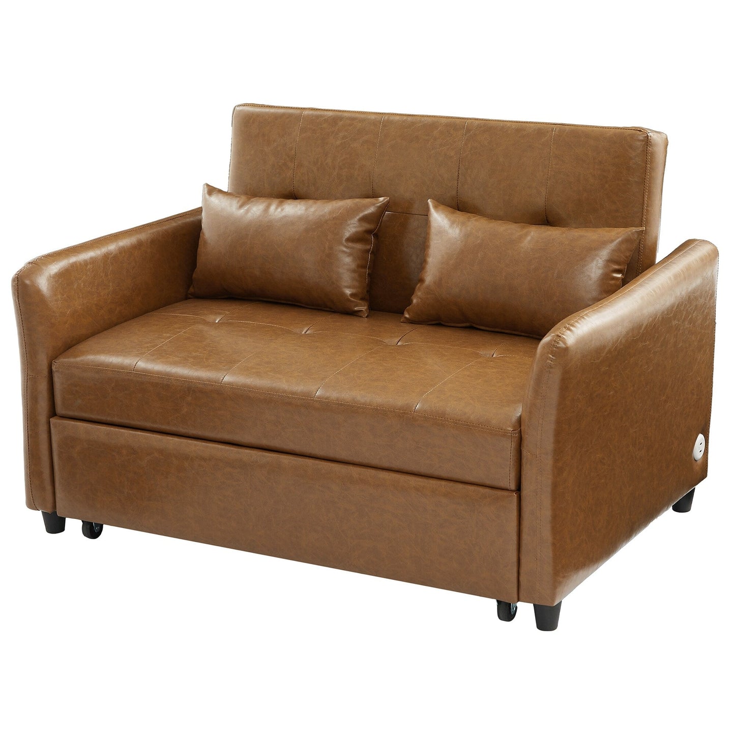 Divano letto trasformabile in PU da 51,57 pollici con 3 porte USB, capacità di carico di 400 libbre e meccanismo letto estraibile